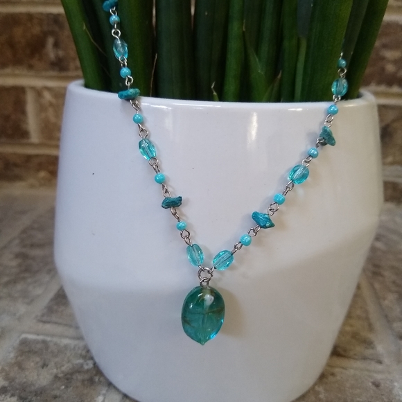 New York & Company Jewelry - Beaded Necklace with Turquoise and Aqua